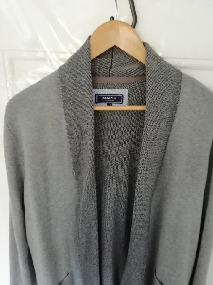 Maine New England Size 12 Cardigan Grey Open Stretchy Pockets Ladies Layering - Image 2 of 4