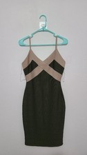 Fashion Nova Women's Green Beige Sleeveless Satin Slip Dress Size Medium NWNT