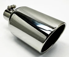 Exhaust Tip 2.50  Inlet 6.00  Outlet 12.00  Long Rolled Slant Chrome Wesdon Exha