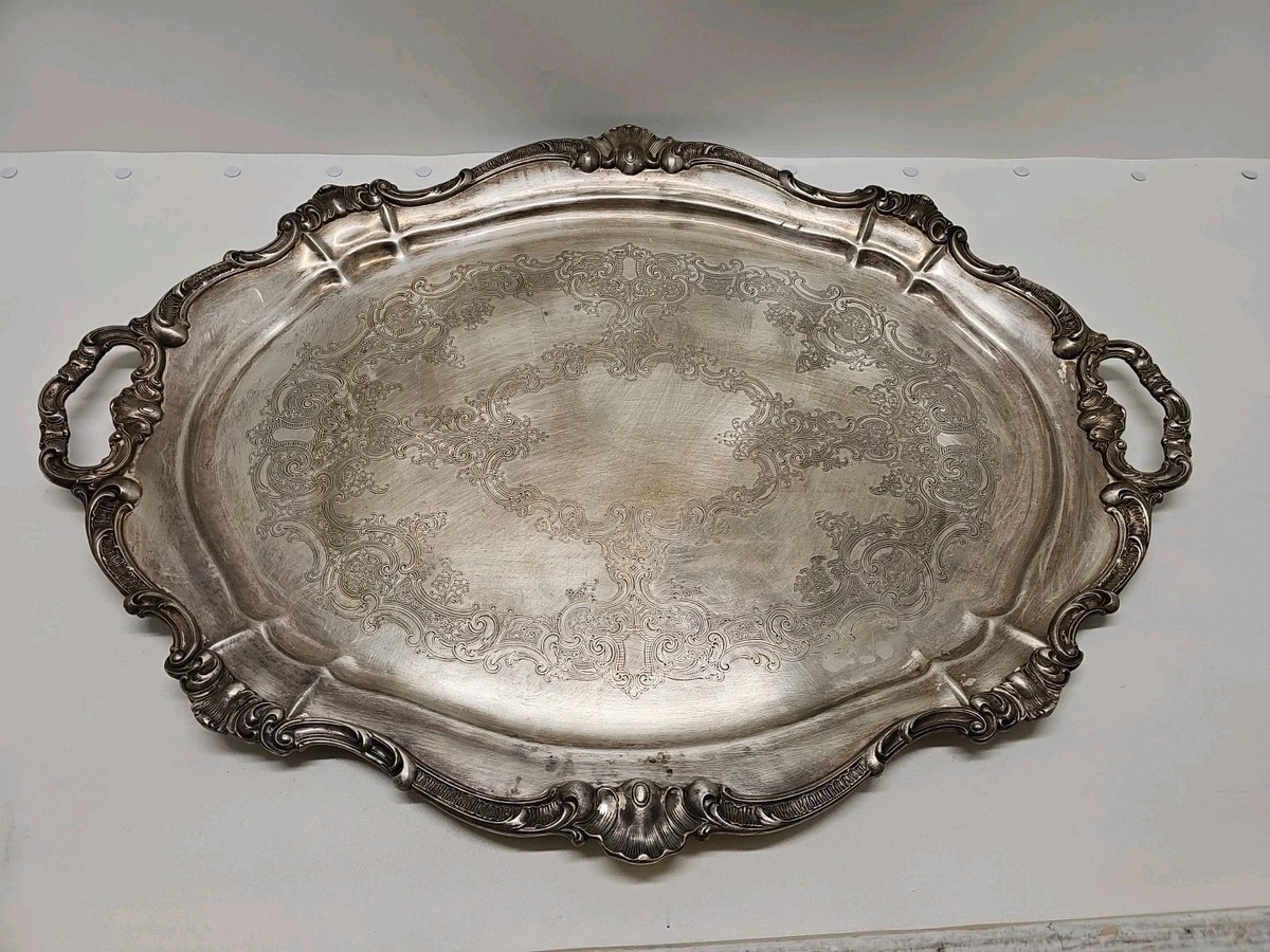 Vintage Silver Plate Oval Serving Tray Chantilly By Gorham YC777