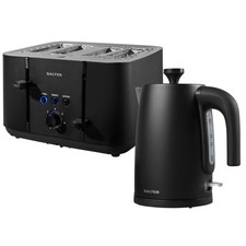 Salter Kuro Kettle and Toaster Set 1.7L Fast Boil 4-Slice Anti-Jamming Black