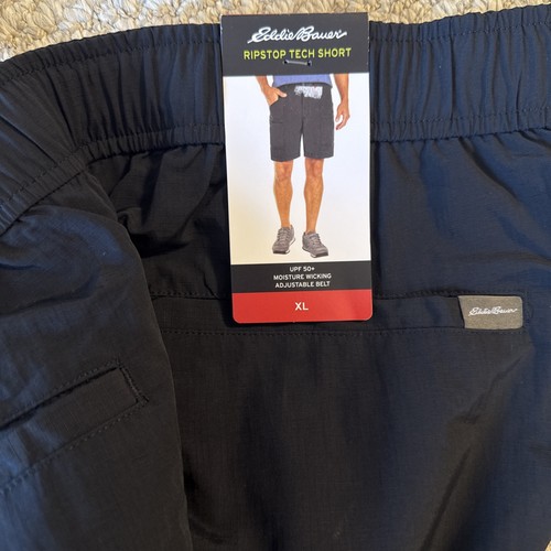 Eddie Bauer Rip StopTech Shorts Mens XL Cargo Belted Nylon Hiking Outdoor black