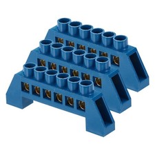 3 Pcs Terminal Ground Bar, 6 Positions Terminal Bus Bar, 7x14mm, Blue