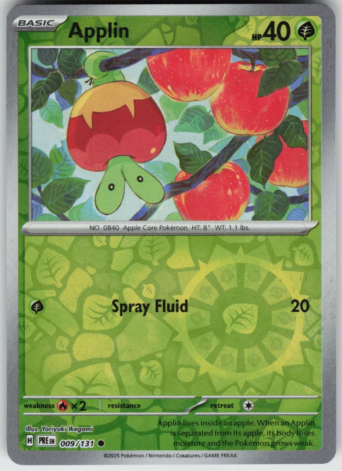 Applin 009/131 Common Prismatic Evolutions Pokemon Reverse Holo Near Mint