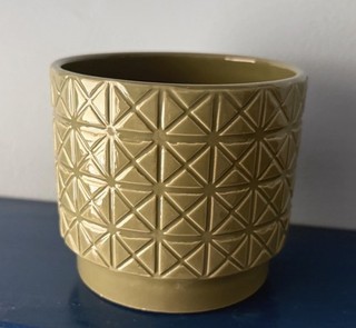 Green Geometric Patterned Plant Pot