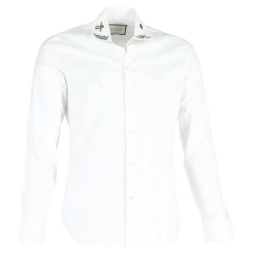 Gucci Printed Collar Long Sleeve Shirt In Cotton Men White M