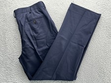  115 New Lands' End Men's Traditional Fit CW Wool Dress Pants Navy 35x32