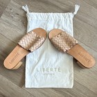 LIBERTÉ Leather Woven Block Heel Slide Sandals Beige Women Size 9 — photo 1