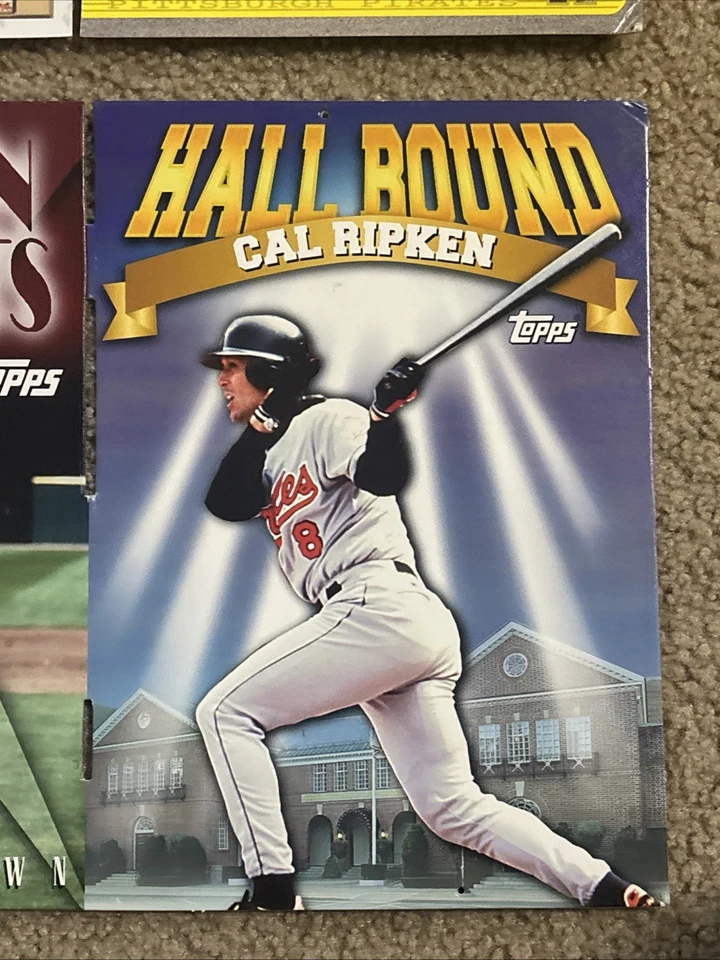 Carteles de tarjeta promocionales Topps 1997 Barry Bonds Roberto Clemente González Ripken Salón de la fama + Foto 2 de 4