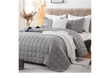 Gray Quilt Set Queen Size - Oversized Bedspread Coverlets Set, Summer Sof…