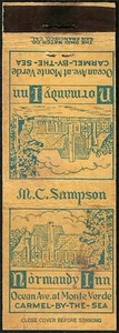 very old ~ NORMANDY INN ~ matchcover CARMEL-BY-THE-SEA, CA california