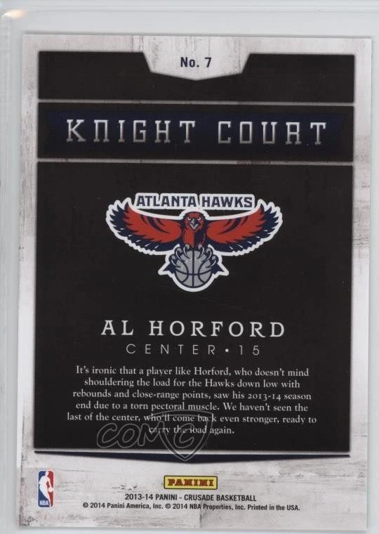 2013-14 Panini Crusade Knight Court Silver /25 Al Horford #7 - Image 2 of 2