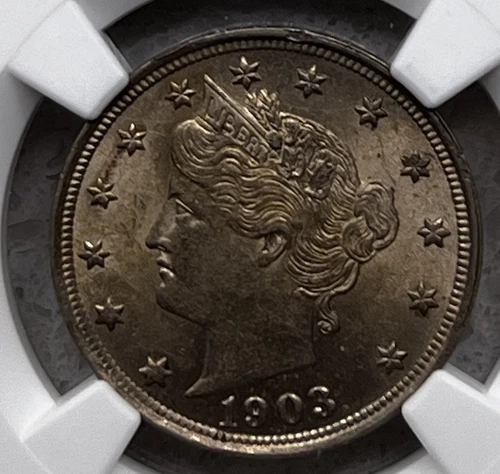 1903 Liberty V Nickel NGC MS61 Rare Grade Excellent Toning - 25215