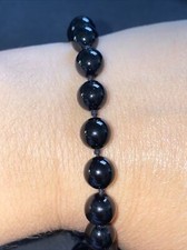 Bracelet 14K Gold Clasp Onyx Black Beaded Knotted