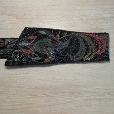 Vintage Christian Dior 1980s Black Beaded Satin Fashion Statement Belt Size M