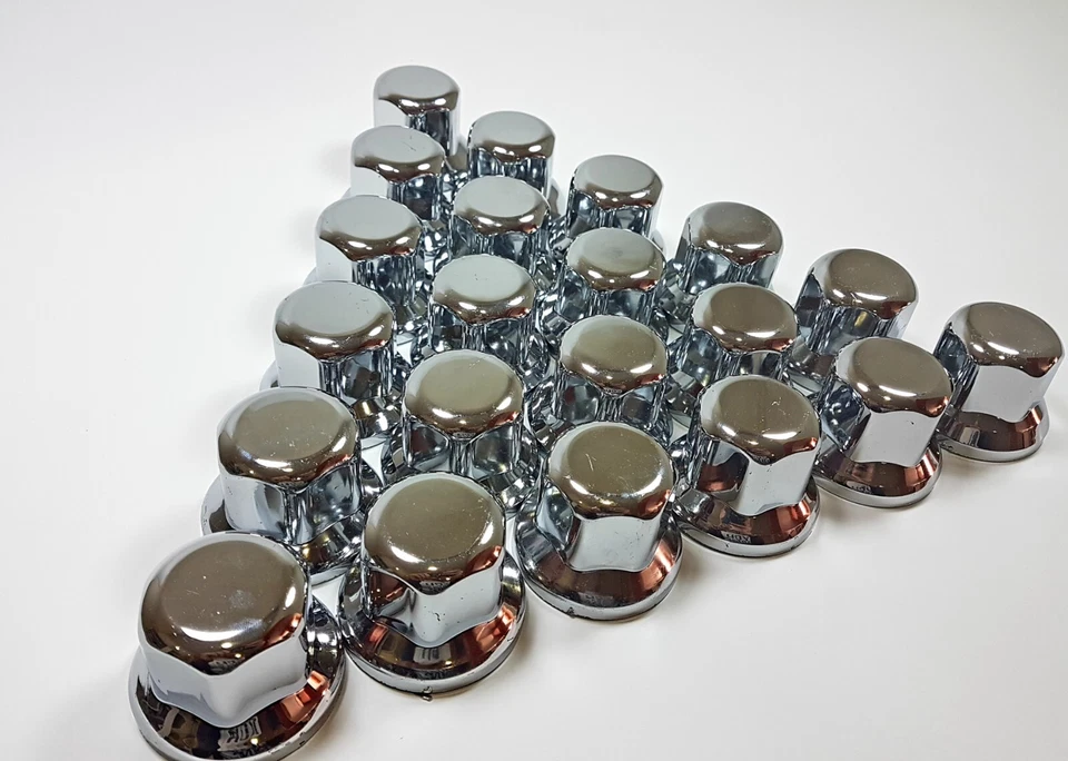 60x 32mm Plastic CHROME Wheel Nut Cover Caps Lux fit Truck Scania Mercedes Volvo - Image 2 of 4
