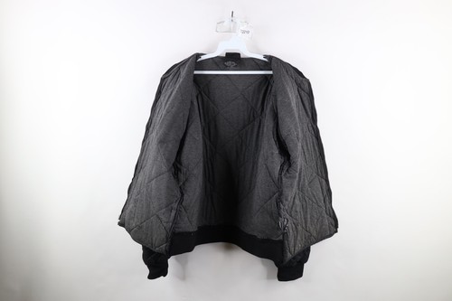 Vtg Dickies Mens Large Faded Spell Out Fleece Lined Quilted Bomber Jacket Black - Picture 8 of 13