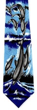 Deep Sea Dolphins Mens Neck Tie Animal Necktie Ocean Mammal Dolphin Blue