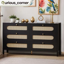 Black 6 Drawers Chest of Drawer Dresser Living Room Storage Cabinet Furniture