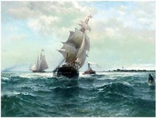Ships E. Moran Ocean Waves Tile Mural Kitchen Bathroom Backsplash Marble Ceramic