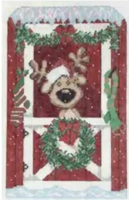 Needlepoint Handpainted Christmas CBK Reindeer in Barn 5x9