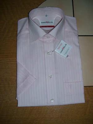 Marvelis Herren Hemd Oberhemd Kurzarm bügelfrei rosa rose Grösse 38 neu