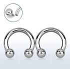 Horseshoe Circular Septum Ring Earrings Pair 10G 3/8" Internally Threaded Steel