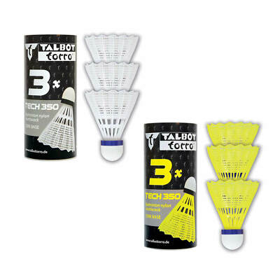 Talbot-Torro Tech 350 Federbälle 3er Pack Medium Speed robuste Nylon Korkbasis