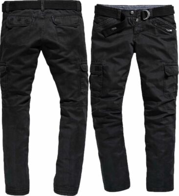 Timezone Herren Jeans Cargo Hose Benito  black  + Gürtel Neu Clubwear 