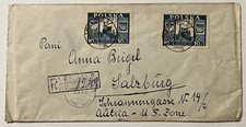 1946 POLAND IMPERF COVER CIVIL MAILS SENT TO U.S. ZONE SCHRANNENGASSE SALZBURG