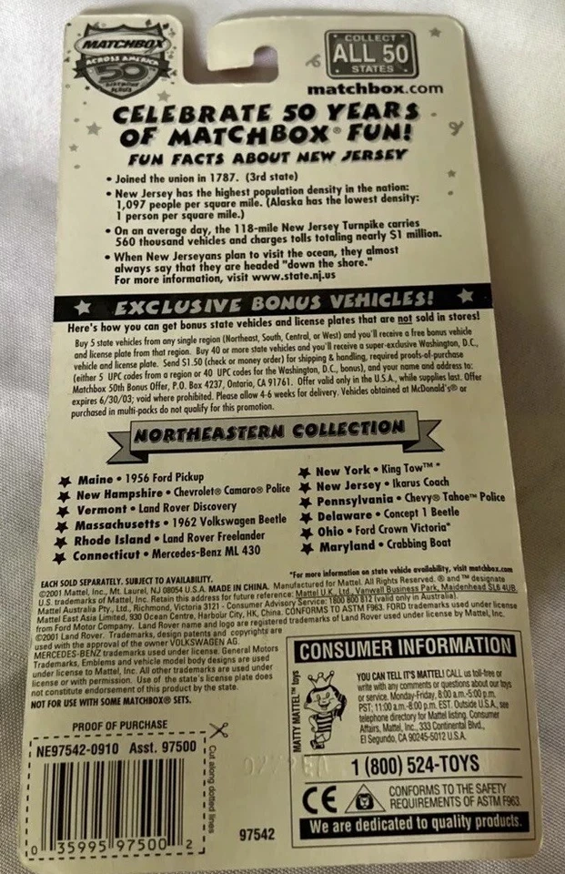 Matchbox Across America 50th Birthday Series - Ikarus Coach - New Jersey ~ - Image 4 of 4