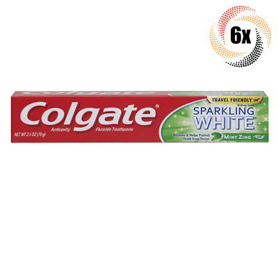 6x Packs Colgate Sparkling White Mint Zing Fluoride Gel Toothpaste | 2.5oz