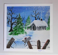Cabin in Snow Landscape Fine Art 1st Edition Smoky Mountains Giclée Print Signed