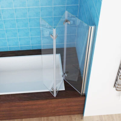 MIQU Duschwand für Badewanne 3 Teilig Faltbar Duschabtrennung NANO Glas 100 120 x140