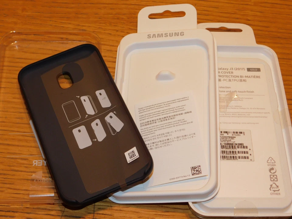 LOT 2x ORIGINAL SAMSUNG Galaxy J3 2017 etui protection TELEPHONE bi-matiere DUAL - Photo 2/4