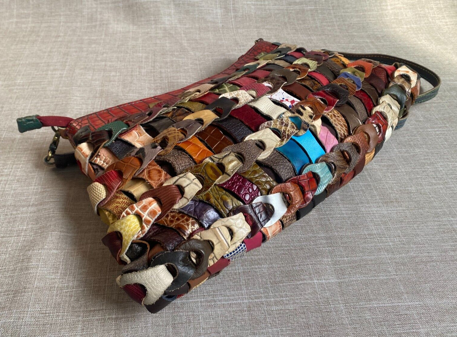 Vintage Leather Patchwork Multicolour Multi-Textu… - image 4