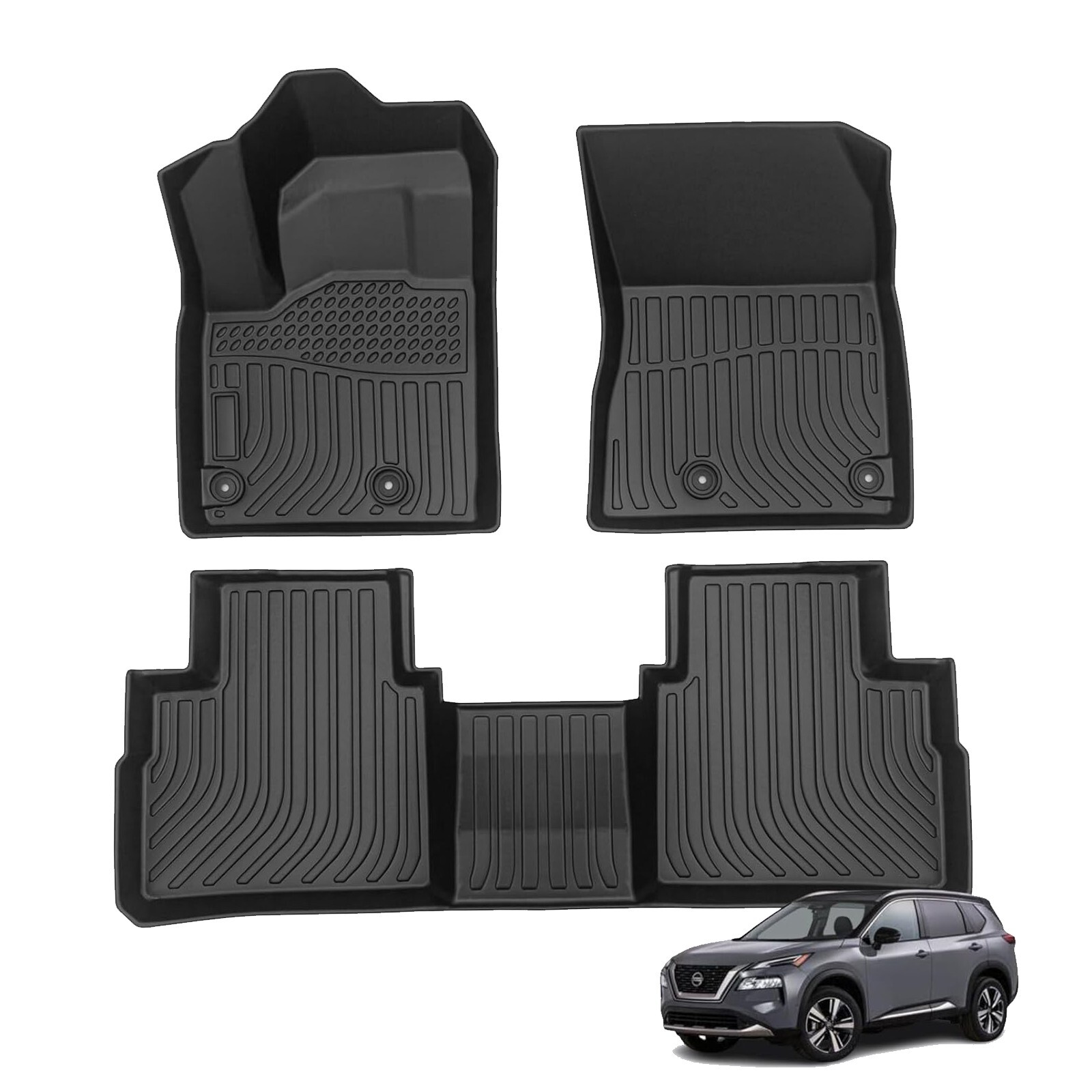 3Pcs Floor Mats FloorLiner for 2021-2023 Nissan Rogue All-Weather TPE Carpets