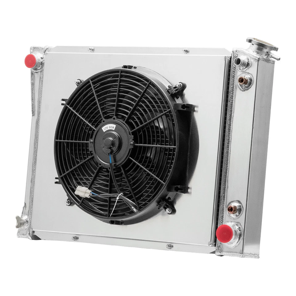 4 Row Radiator+Shroud Fan For 1985-93 92 Chevy G10 G20 C20/ GMC G1500 C2500 4.3L - Image 3 of 4
