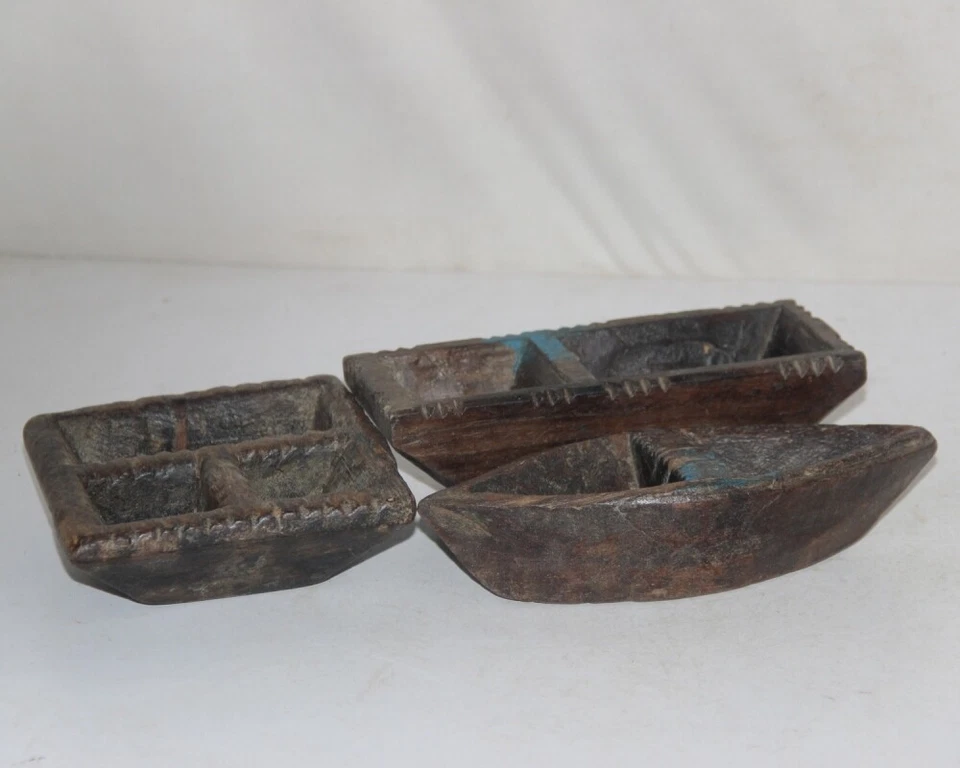 Antiguo Madera Kharal Opio Agua Cuenco Original Old Hecho a Mano - Imagen 2 de 4