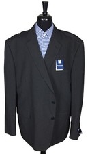 Stafford Big  Tall Charcoal Stripe Men Polyester Blend Sport Coat Blazer 56L