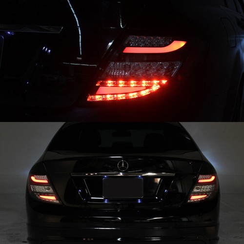 Fits 08-10 Mercedes Benz W4 C-Class LED Black Tail Brake Lights Set Left+Right - Picture 4 of 5