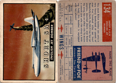 1952 Topps, Wings, #134 Short SA4 English Jet Airplane | eBay