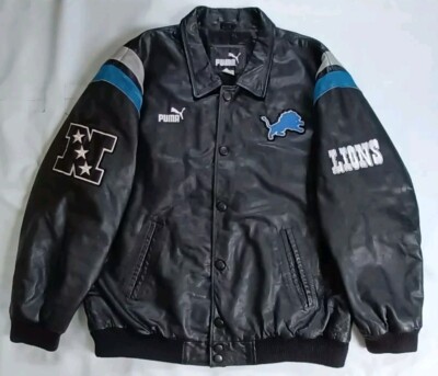 VINTAGE PUMA DETROIT LIONS FULL ZIPP LEATHER JACKET IN SIZE L | eBay
