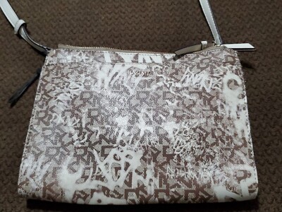 DKNY Monogram Brown/White Crossbody Bag. Nice. Estate Find 