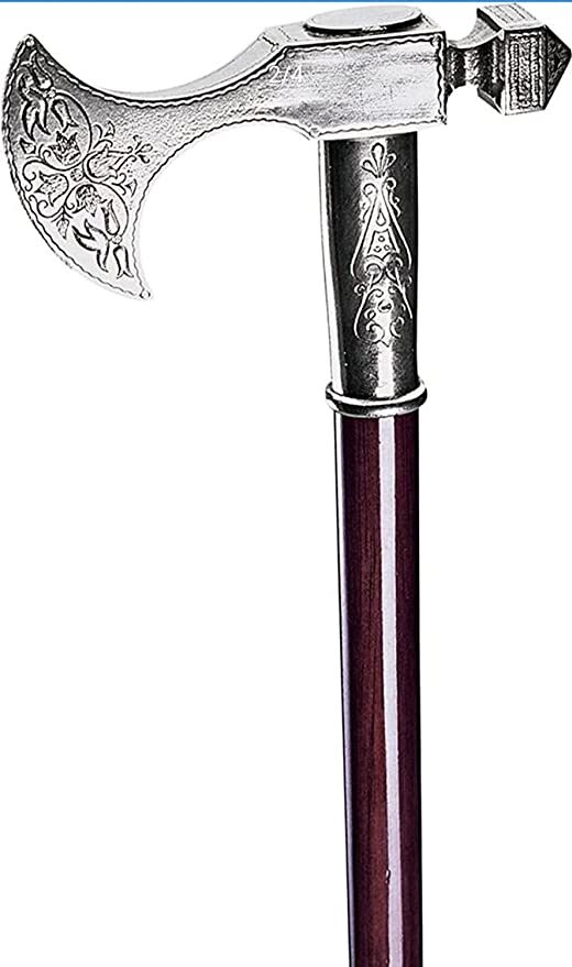 Antique Solid Brass Walking Stick Silver Handle W… - image 2