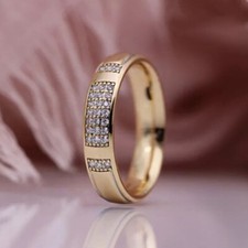 Men's 0.50 Ct Diamond Wedding Engagement Band Pinky Ring 14K Yellow Gold Finish