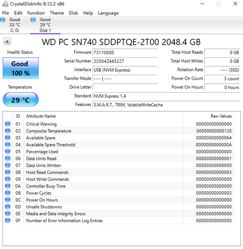 WD PC SN740 2TB M.2 2230 SSD NVMe PCIe4x4 For Steam Deck ASUS ROG Flow X Laptop - Afbeelding 7 van 7