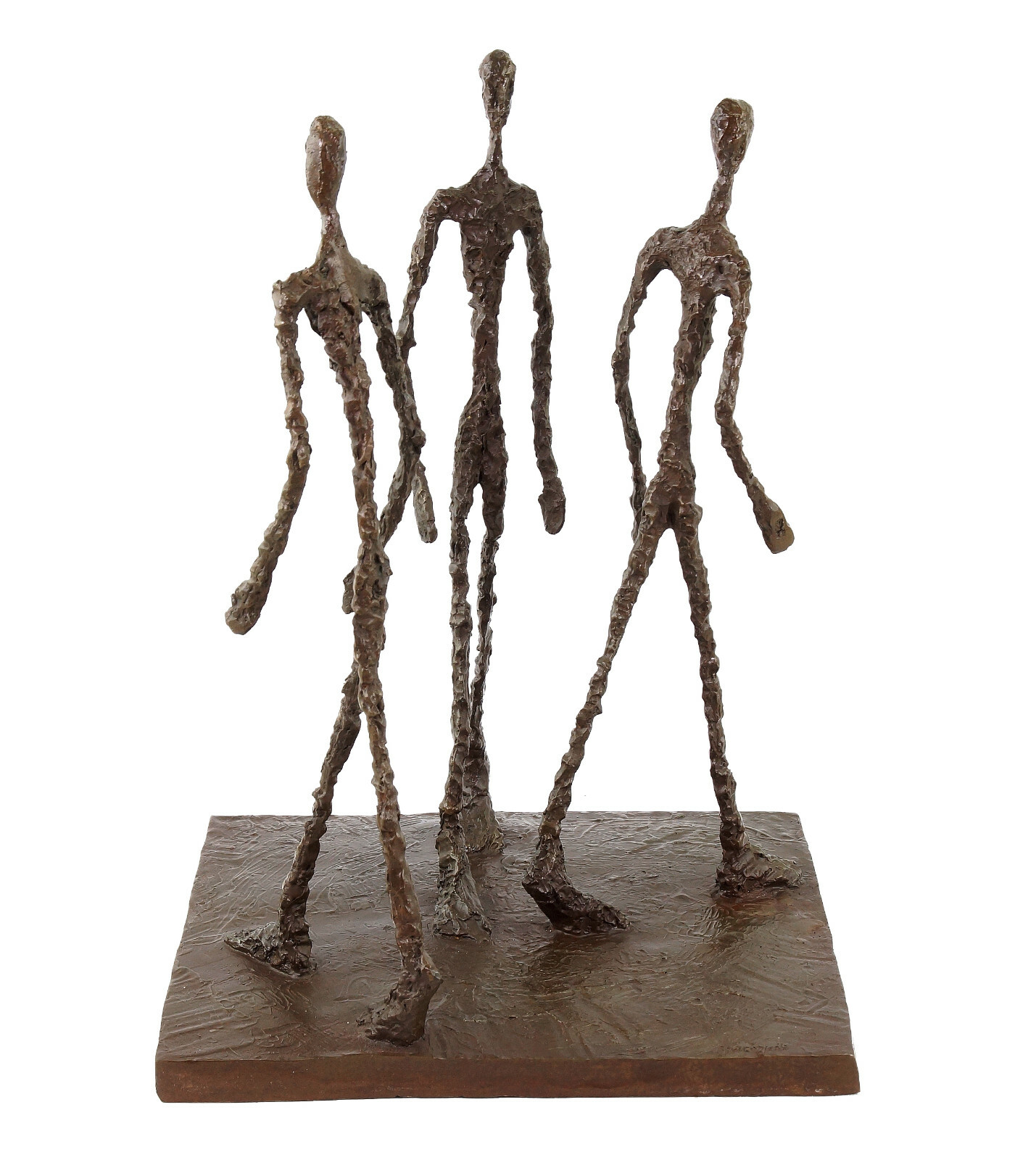 Three Men Walking II Abstract Bronze Sculpture Alberto
