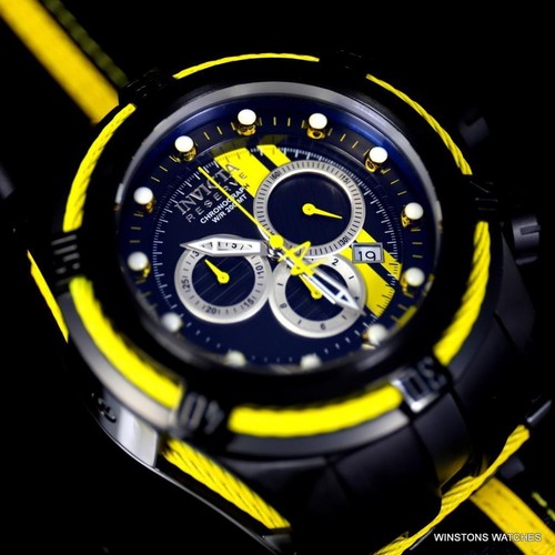 Invicta Reserve Bolt Zeus S1 Racer Black Yellow Chrono 52mm Swiss Mvt Watch New - 第 4/11 張圖片