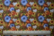 Sunflowers and Pumpkins Harvest fall Autumn By the 1/4 yard cotton fabric